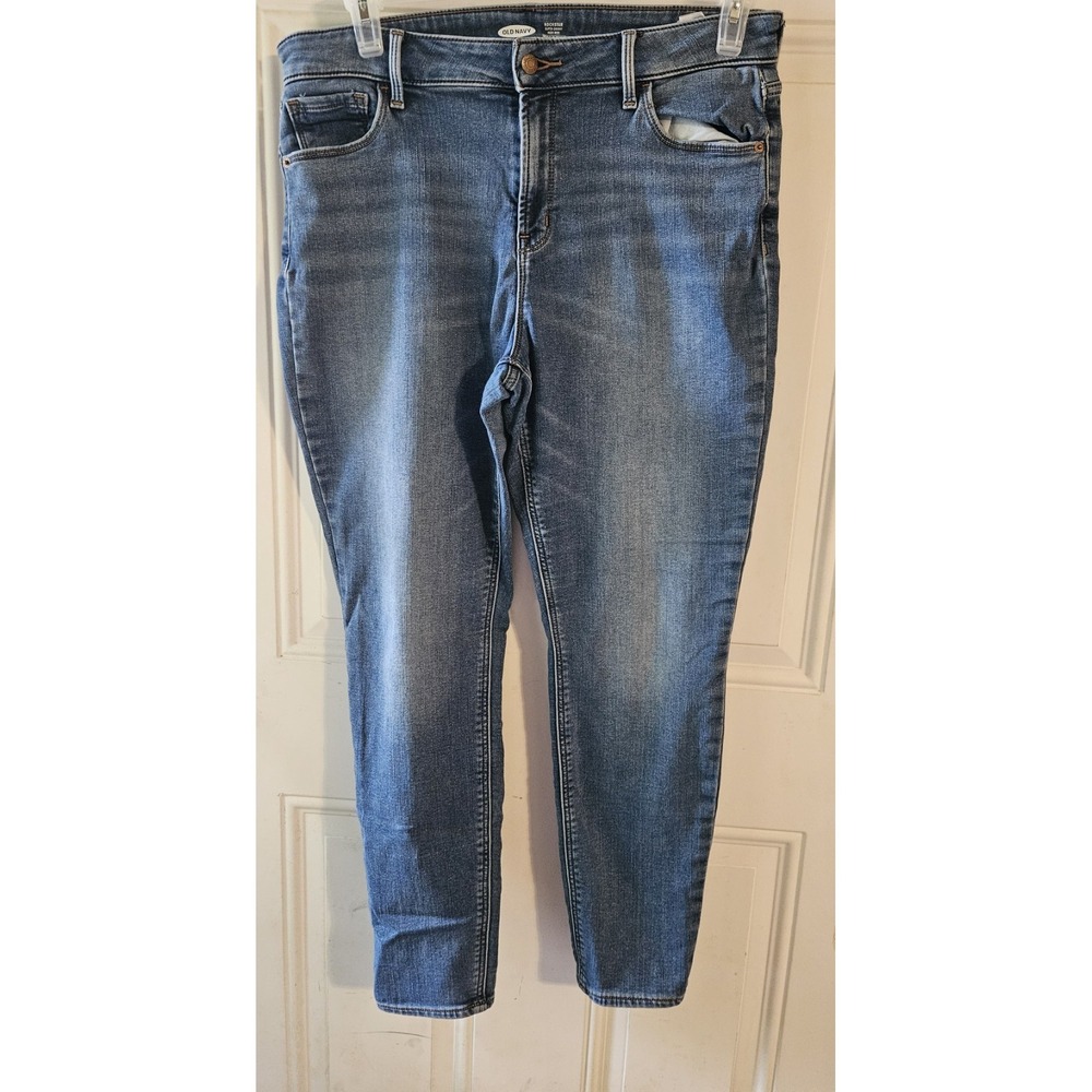 Old Navy Rockstar‎ Super Skinny High Rise Built-In Warm Jeans Womens 14 Blue...